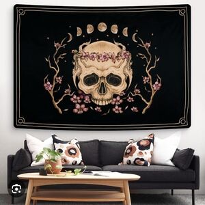 Black and Tan Skull Tapestry
